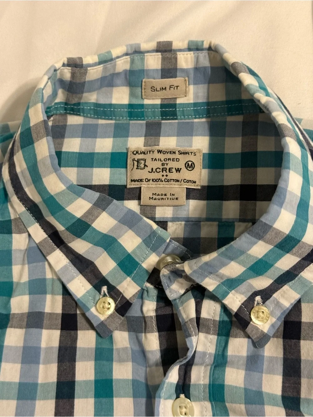 J. Crew Button-Down Plaid Shirt in Teal & Blue - Classic Men's Style